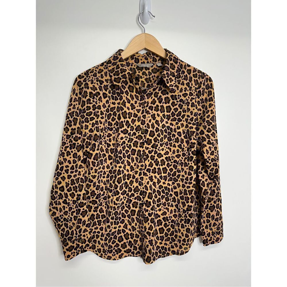 Motto Button Front Womens‎ Animal Print Shirt Long Sleeve Size 8